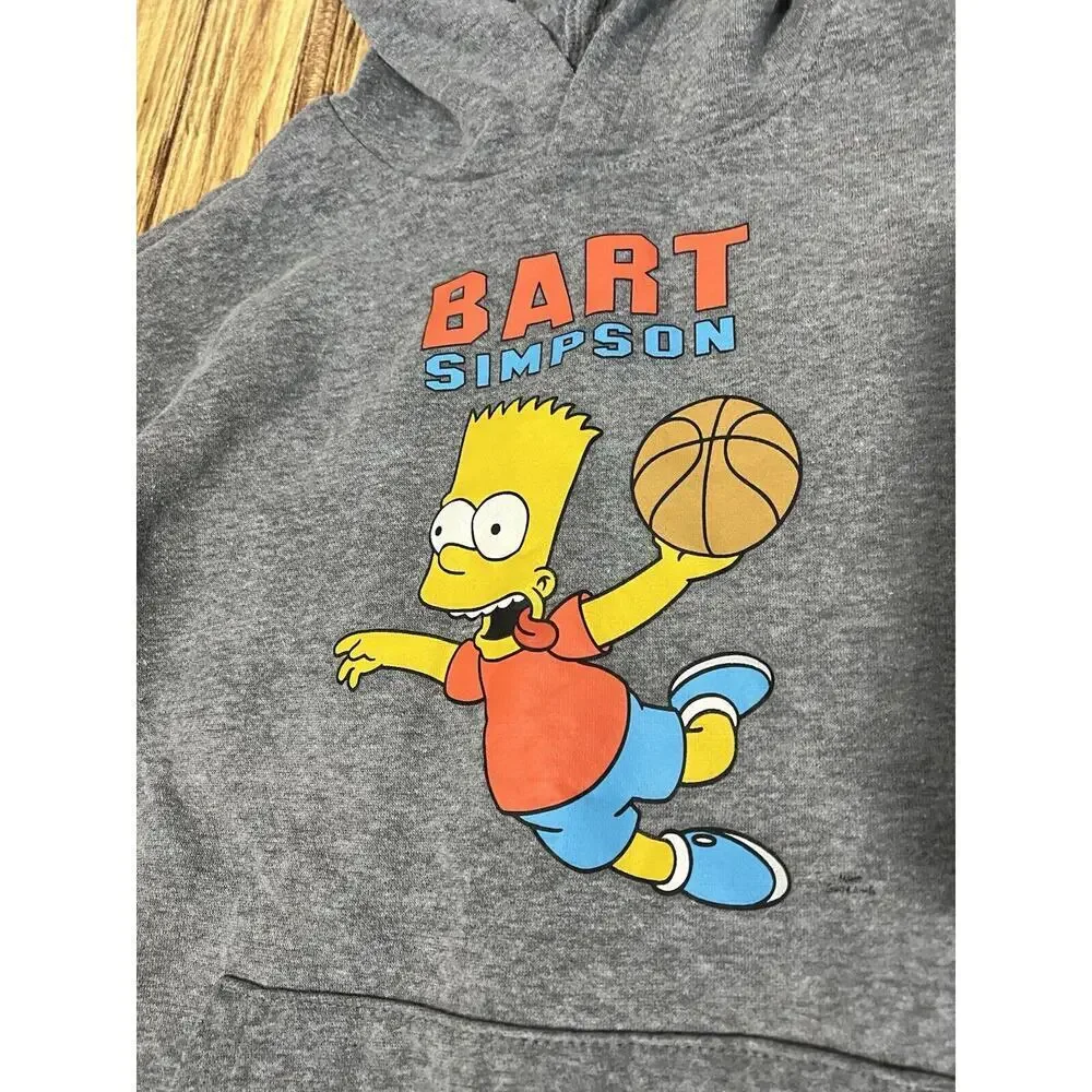 Old Navy Kids Bart Simpson Basketball Gray Hoodie X-Large 14-16